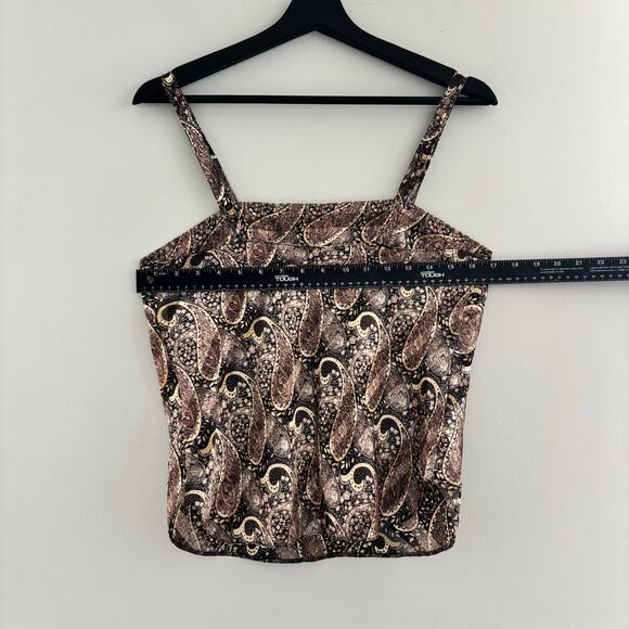 90s Vintage Paisley Shimmer Top Semi Sheer Satin Like Top Women's Size 36 - Picture 6 of 10
